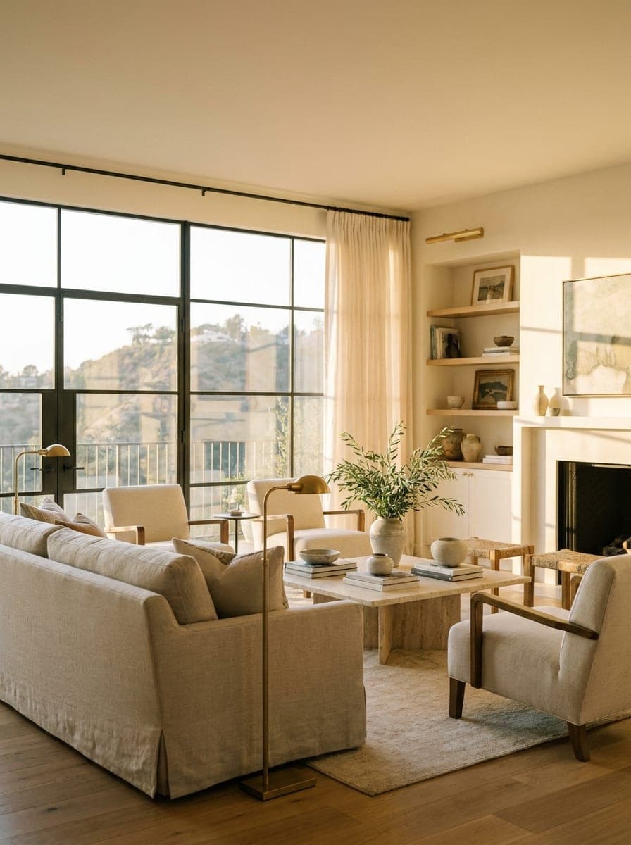 Light-filled, professionally furnished Los Angeles living room, representative of the homes Short Stay in LA manages