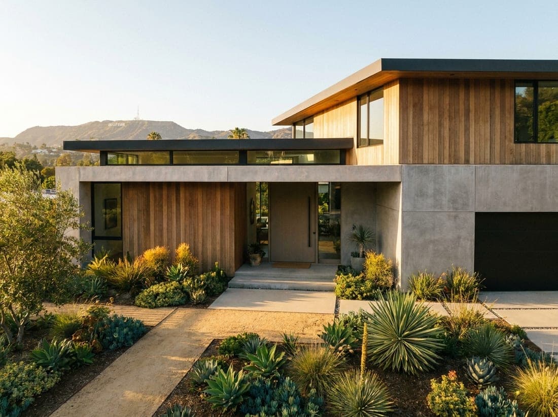 Representative Culver City furnished home with clean modern lines