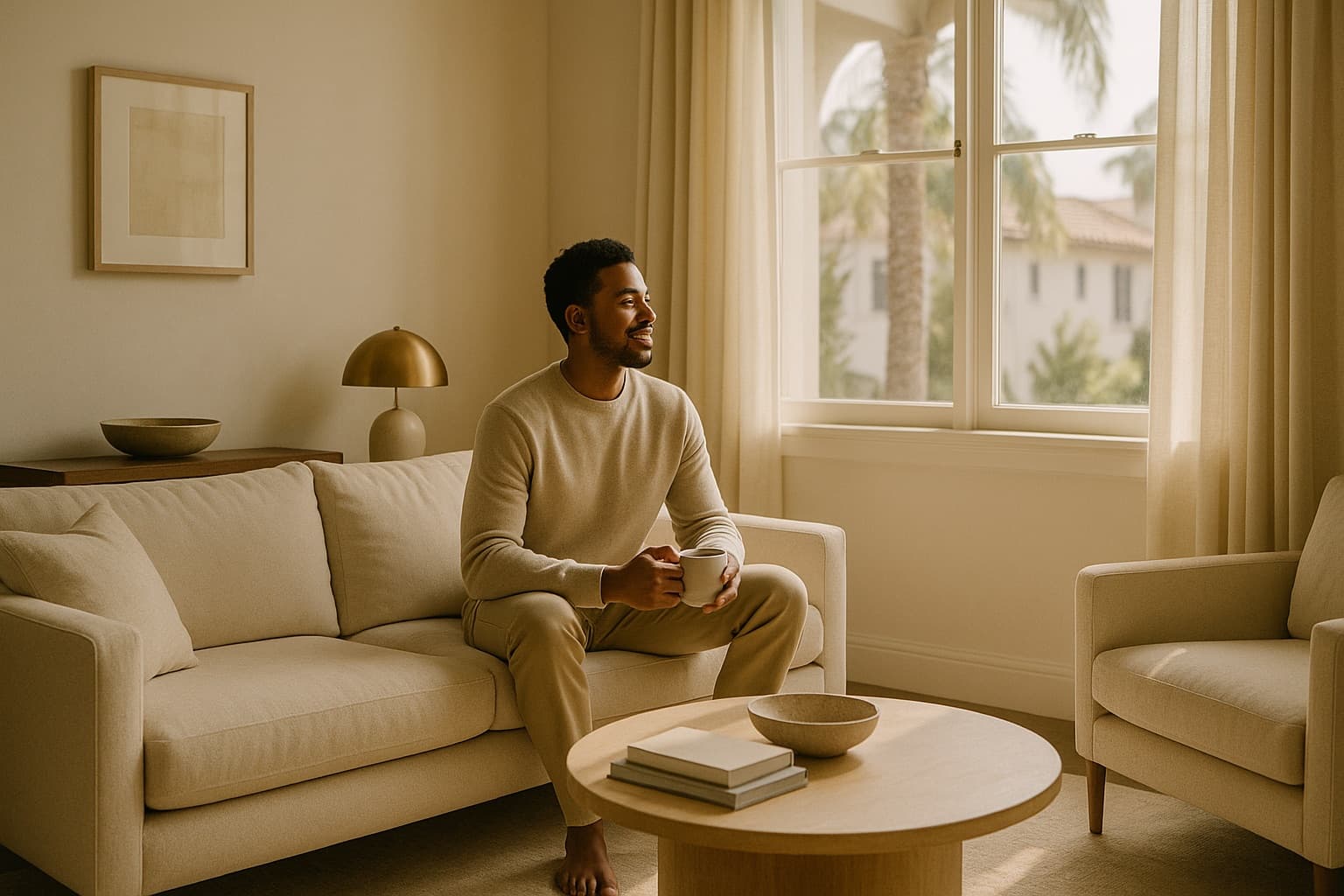 Relaxed Los Angeles homeowner enjoying free time while their rental is fully managed